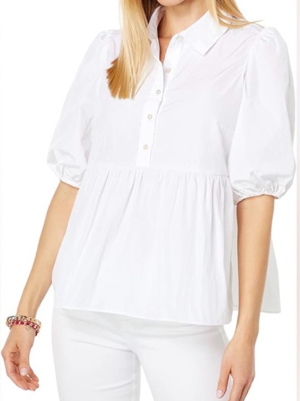 NWT Lilly Pulitzer Crissa Short Sleeve Resort White Sz M